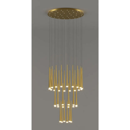 Stylish & Long Chandelier for Staircase with Compound Ring Design