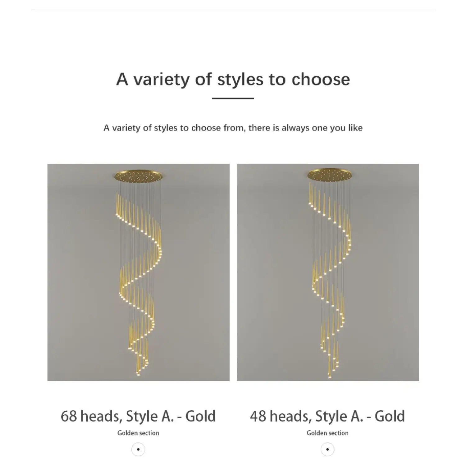 Stylish & Long Chandelier for Staircase with Compound Ring Design