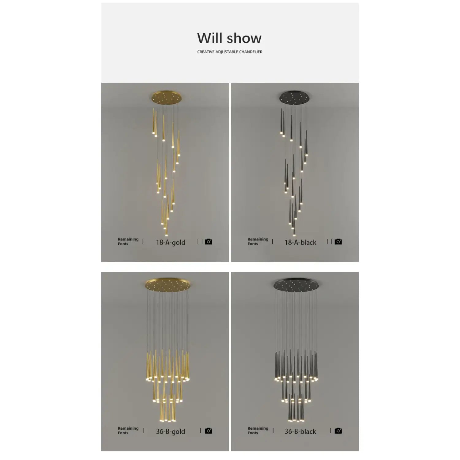 Stylish & Long Chandelier for Staircase with Compound Ring Design