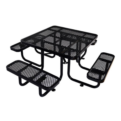 Large 46-Inch Stylish Square Steel Picnic Table W/ Thermoplastic Coating & Umbrella Hole (SAK90547)