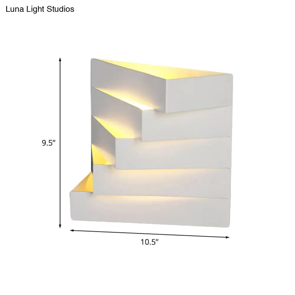 DecorBites™ Stylish White Wall Mounted Lamp for Living Room - 1 Stair Shaped Plaster Shade Light Fixture