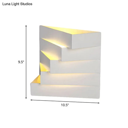 DecorBites™ Stylish White Wall Mounted Lamp for Living Room - 1 Stair Shaped Plaster Shade Light Fixture