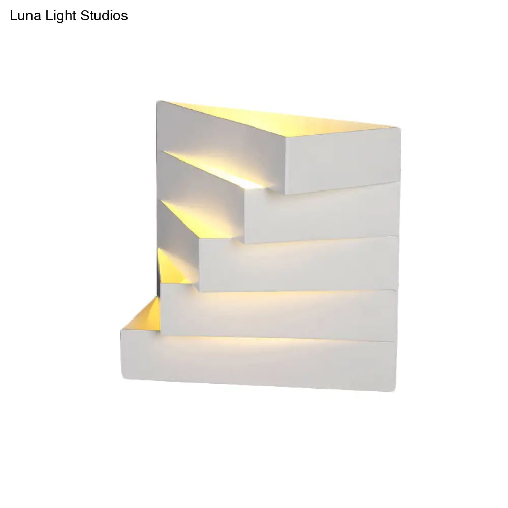 DecorBites™ Stylish White Wall Mounted Lamp for Living Room - 1 Stair Shaped Plaster Shade Light Fixture