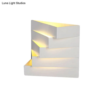 DecorBites™ Stylish White Wall Mounted Lamp for Living Room - 1 Stair Shaped Plaster Shade Light Fixture