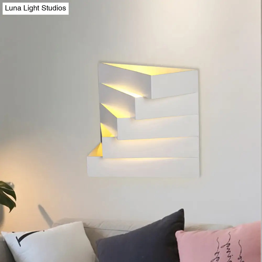 DecorBites™ Stylish White Wall Mounted Lamp for Living Room - 1 Stair Shaped Plaster Shade Light Fixture