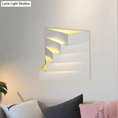 DecorBites™ Stylish White Wall Mounted Lamp for Living Room - 1 Stair Shaped Plaster Shade Light Fixture