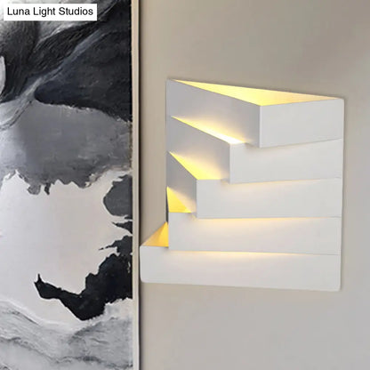 DecorBites™ Stylish White Wall Mounted Lamp for Living Room - 1 Stair Shaped Plaster Shade Light Fixture