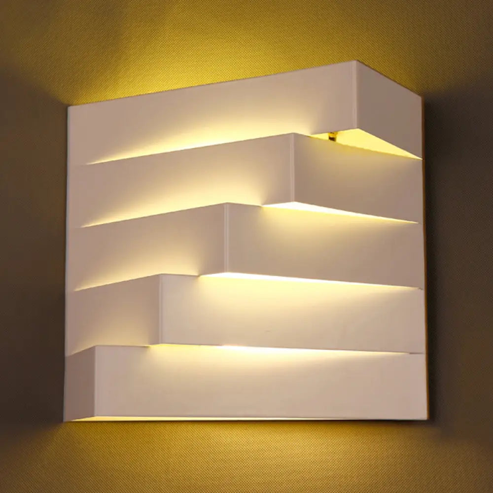 DecorBites™ Stylish White Wall Mounted Lamp for Living Room - 1 Stair Shaped Plaster Shade Light Fixture
