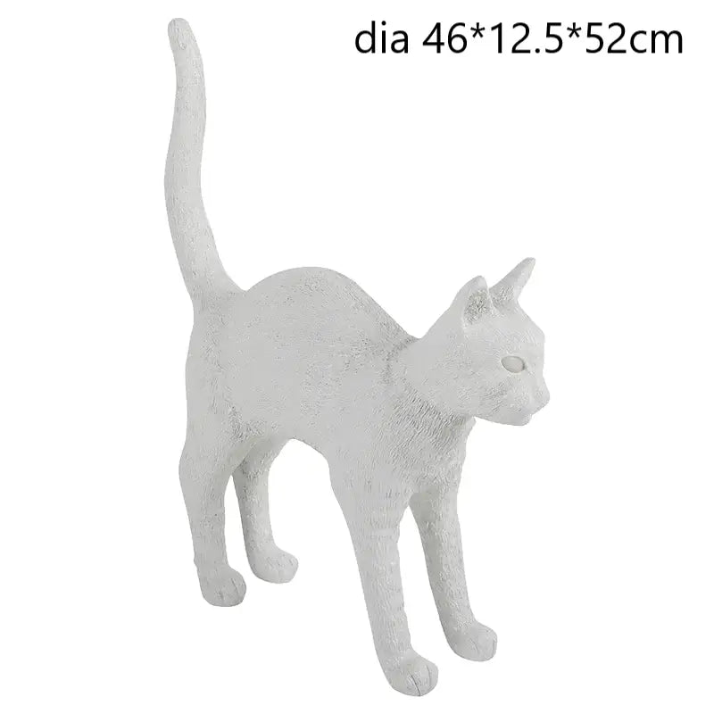 Stylized black & white cat resin table lamp for bedroom