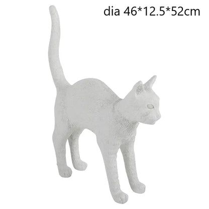 Stylized black & white cat resin table lamp for bedroom