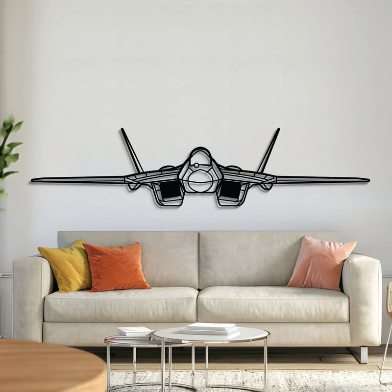 SU-57 Front Metal Aircraft Wall Art - NCP0346, front view