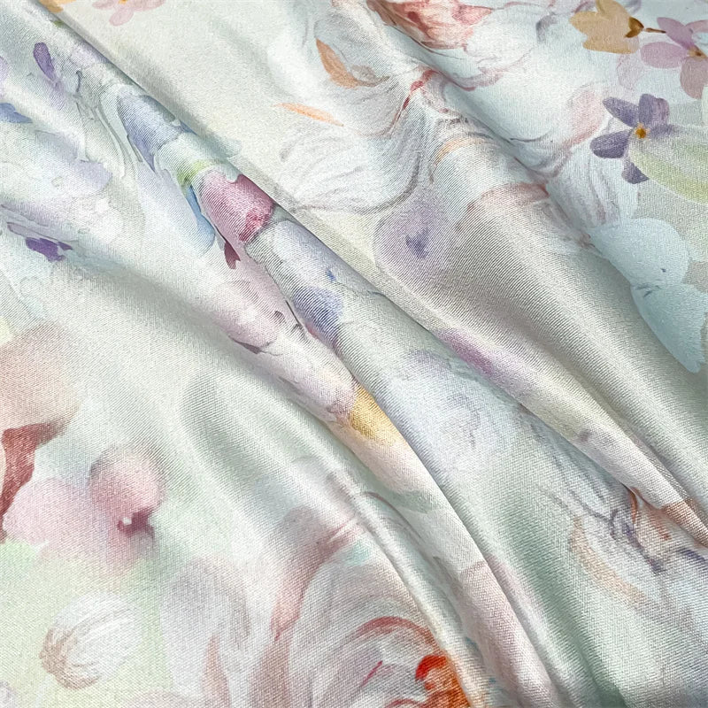 DecorBites™ Summer Floral Satin Silk Duvet Cover Set