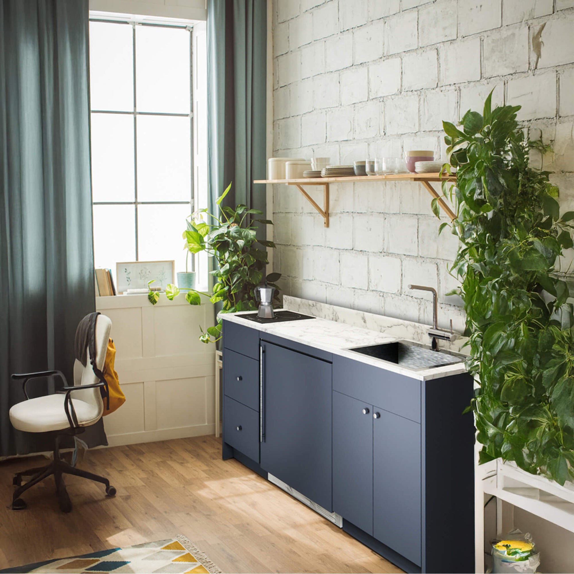 Summit Turnkey Caldera Kitchenette With A Cooktop, Refrigerator-Freezer ...