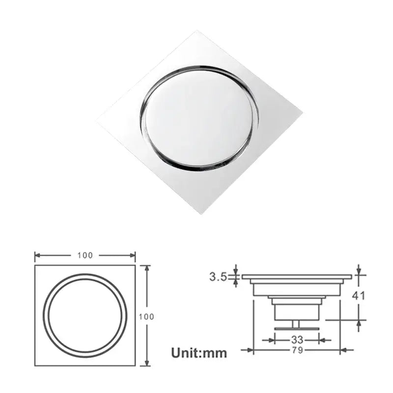 Sunburst brass square shower floor drain kitchen and bathroom