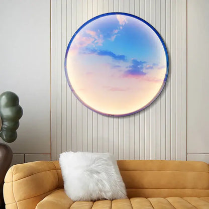 Sunset ocean circular ring sky blue wall lamp for bedroom