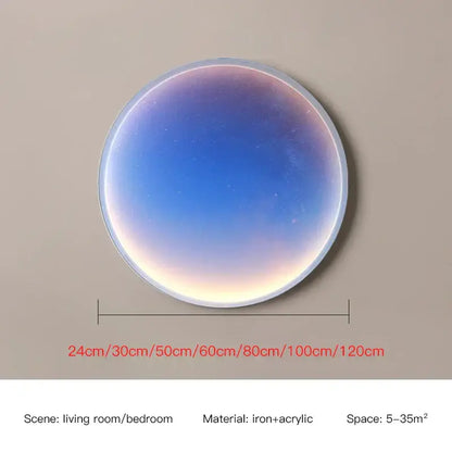 Sunset ocean circular ring sky blue wall lamp for bedroom