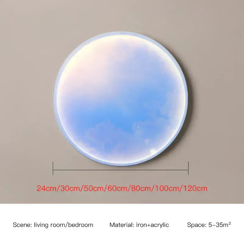 Sunset ocean circular ring sky blue wall lamp for bedroom