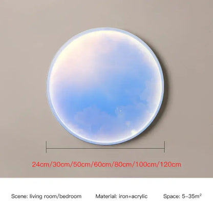 Sunset ocean circular ring sky blue wall lamp for bedroom