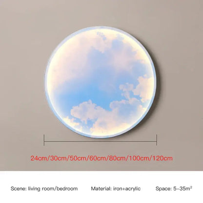 Sunset ocean circular ring sky blue wall lamp for bedroom