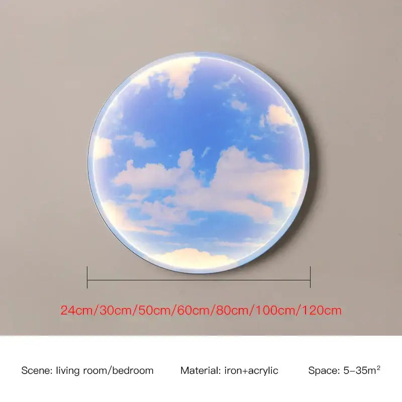 Sunset ocean circular ring sky blue wall lamp for bedroom