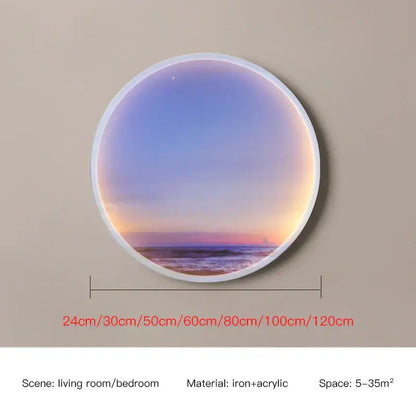 Sunset ocean circular ring sky blue wall lamp for bedroom
