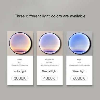 Sunset ocean circular ring sky blue wall lamp for bedroom