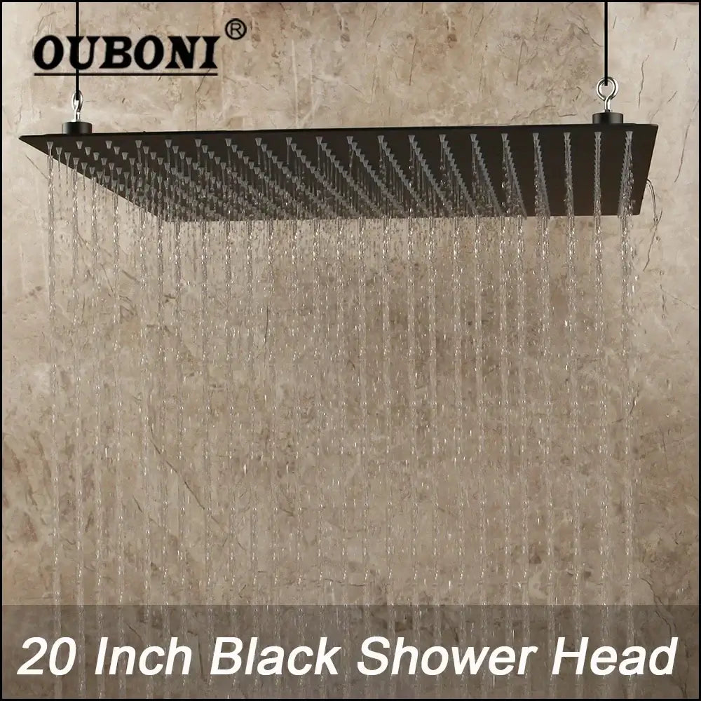 Super slim matte black square rain shower head bathroom fixture