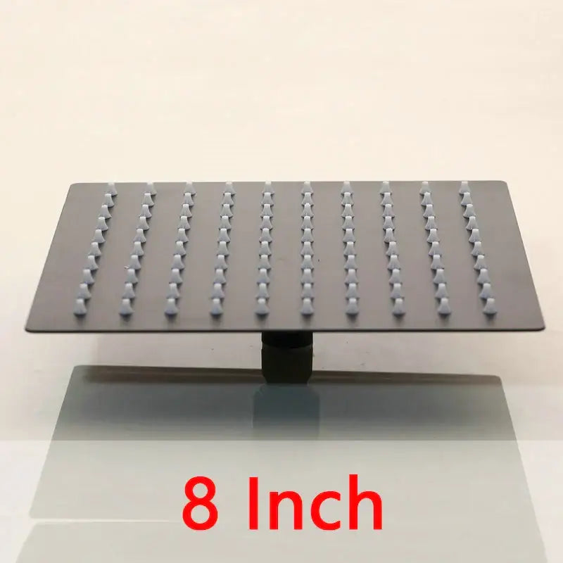 Super slim matte black square rain shower head bathroom fixture