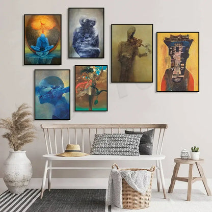 Surreal gothic beksinski prints living room framed wall art