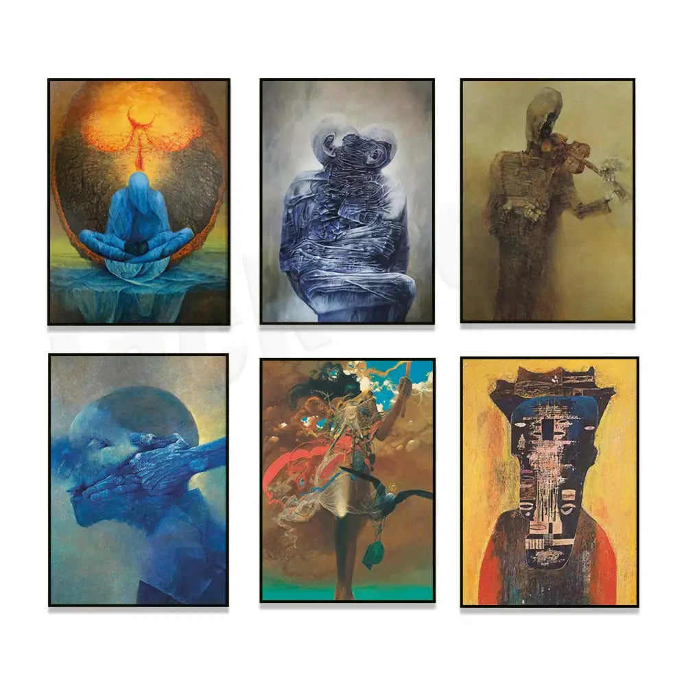 Surreal gothic beksinski prints living room framed wall art