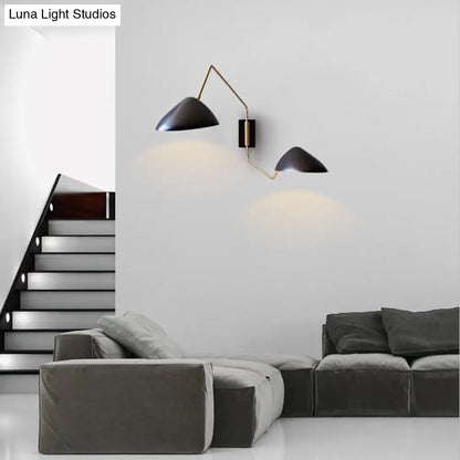 DecorBites™ Swing Arm Black Wall Sconce: Metal Duckbill Reading Wall Light with 2-Bulb Design