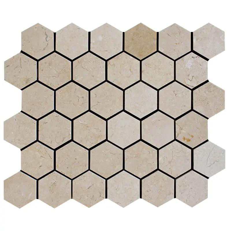 Sylvester Beige Polished Hexagon Marble Mosaics 10 3/8x12