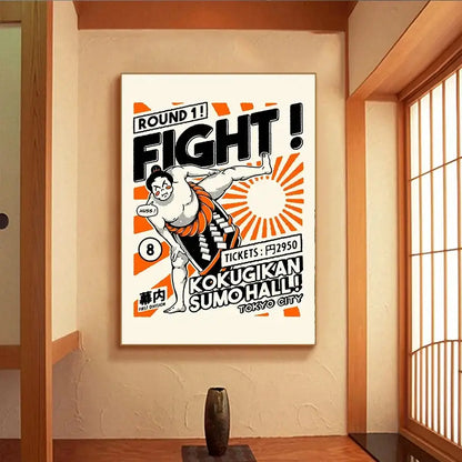 Takoyaki oni ramen orange octopus canvas wall art kitchen decor