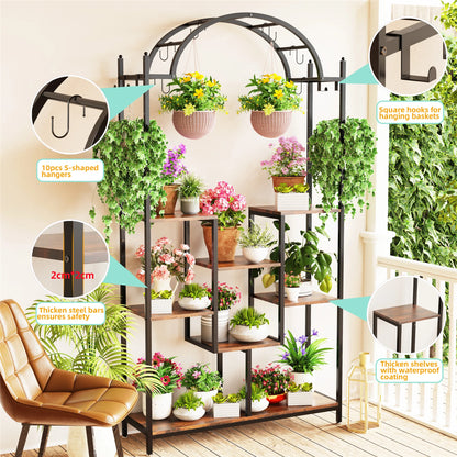 DecorBites™ Tall 5-Tier Plant Stand with Hanging Hooks