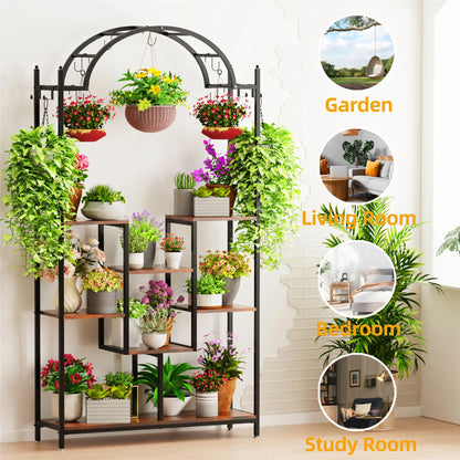 DecorBites™ Tall 5-Tier Plant Stand with Hanging Hooks