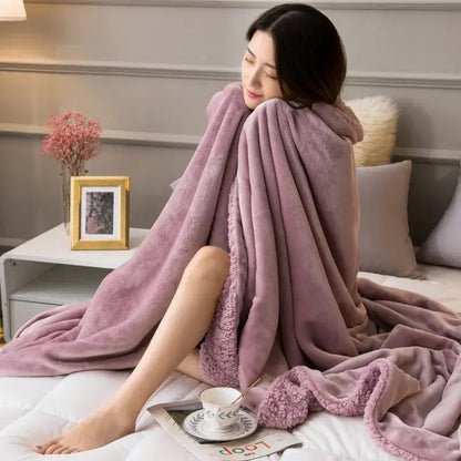 Tan & cream cozy lambswool flannel blanket bedroom fleece throw