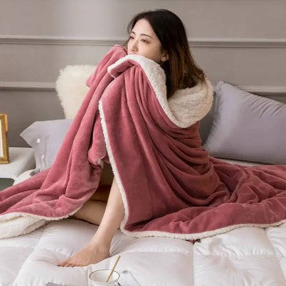 Tan & cream cozy lambswool flannel blanket bedroom fleece throw