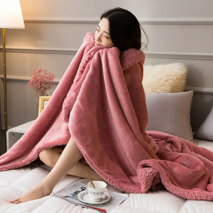 Tan & cream cozy lambswool flannel blanket bedroom fleece throw