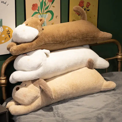 Tan white & beige dog sleeper body pillow bedroom leg support plush