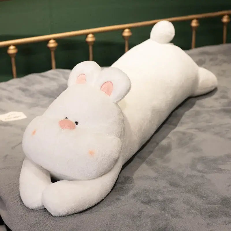 Tan white & beige dog sleeper body pillow bedroom leg support plush