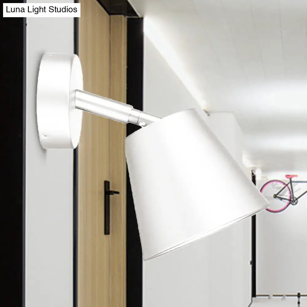 DecorBites™ Tapered LED Bathroom Wall Sconce - Minimalist Metal Design - 1 Head - White/Chrome