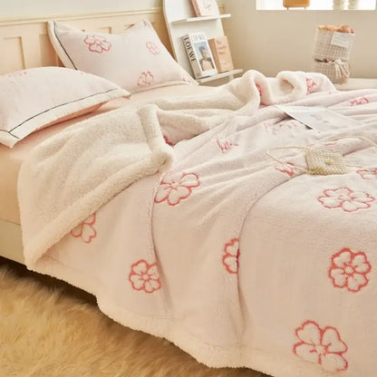 Taupe and white butterfly jacquard wool blanket bedroom fleece throw