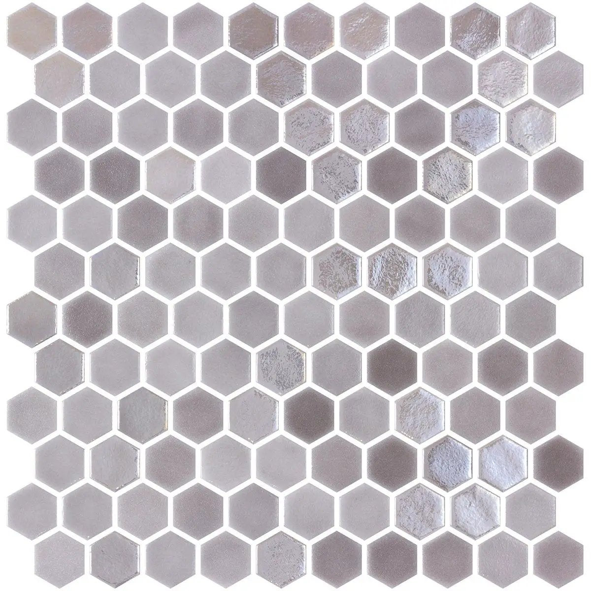 Taupe Polished Hexagon Glass Mosaics 11 3/4x11 1/2