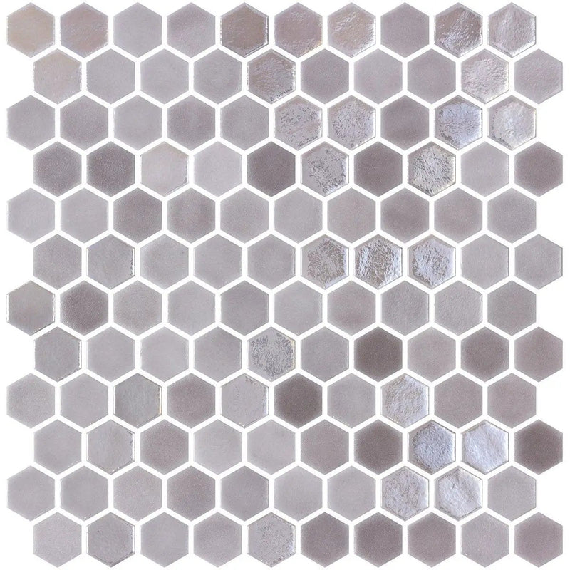 Taupe Polished Hexagon Glass Mosaics 11 3/4x11 1/2