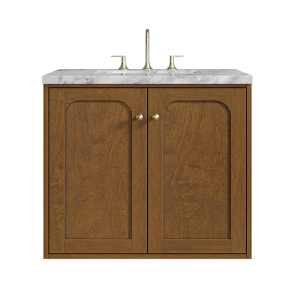 James Martin Laurent 30" Dual Mount Single Bathroom Vanity, Honey Oak