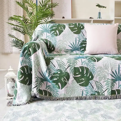 Teal and blue peacock knit sofa blanket cover living room throw