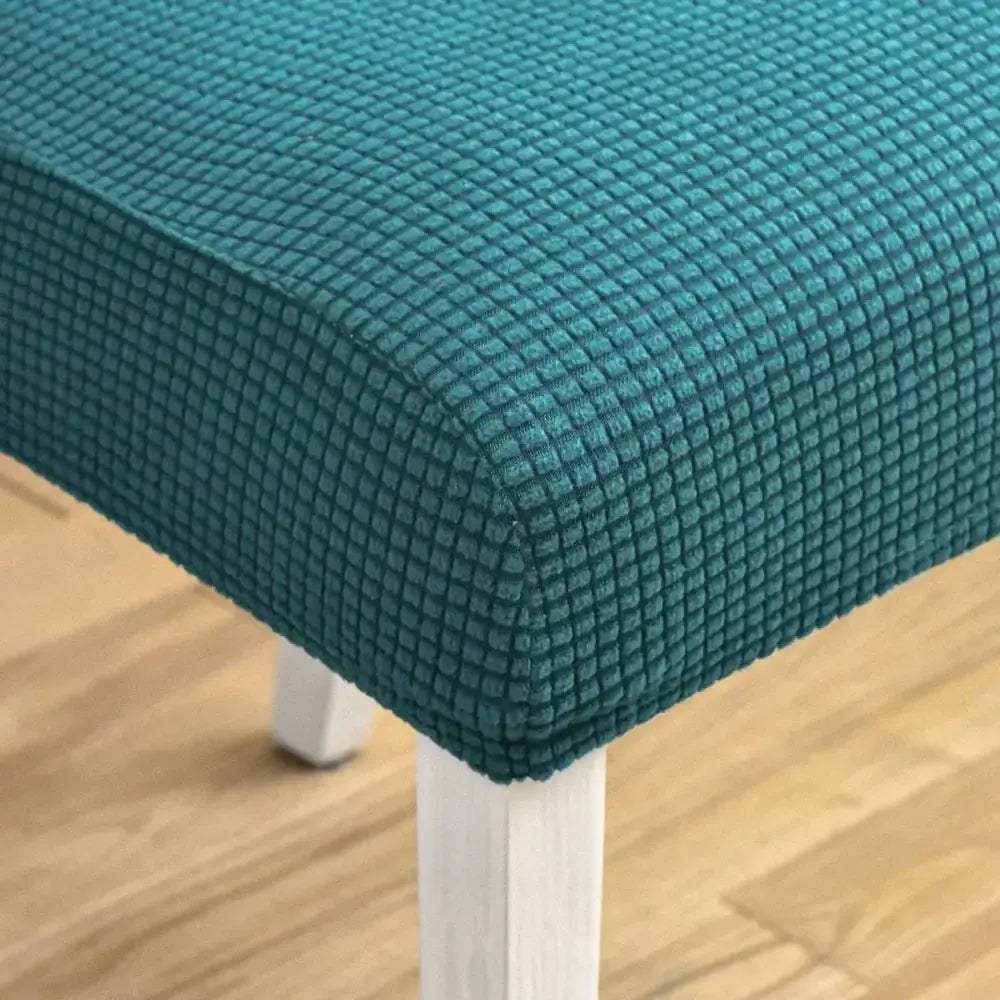 Teal blue quilted chair cover stretch elastic dining room protector
