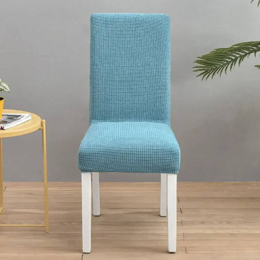 Teal blue quilted chair cover stretch elastic dining room protector