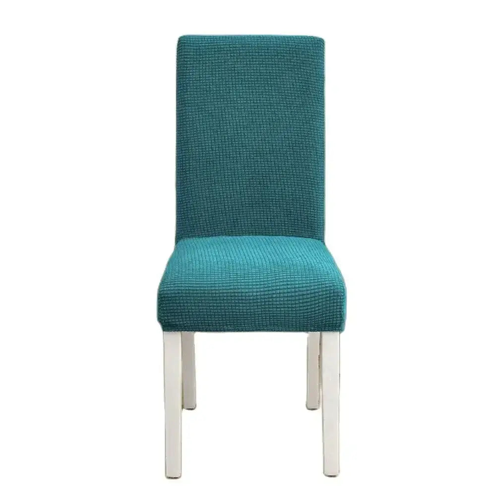 Teal blue quilted chair cover stretch elastic dining room protector