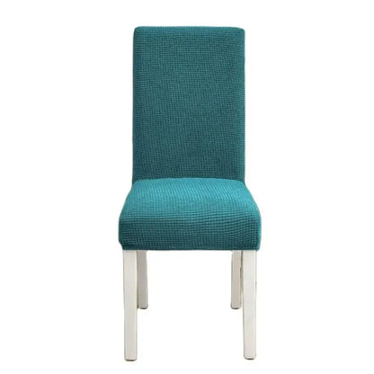 Teal blue quilted chair cover stretch elastic dining room protector